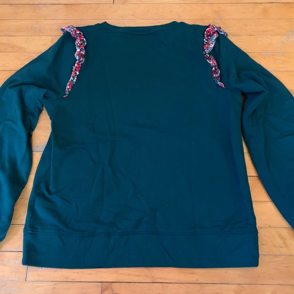 J. Crew Teal Ruffle-Shoulder Sweater - Picture 3 of 7